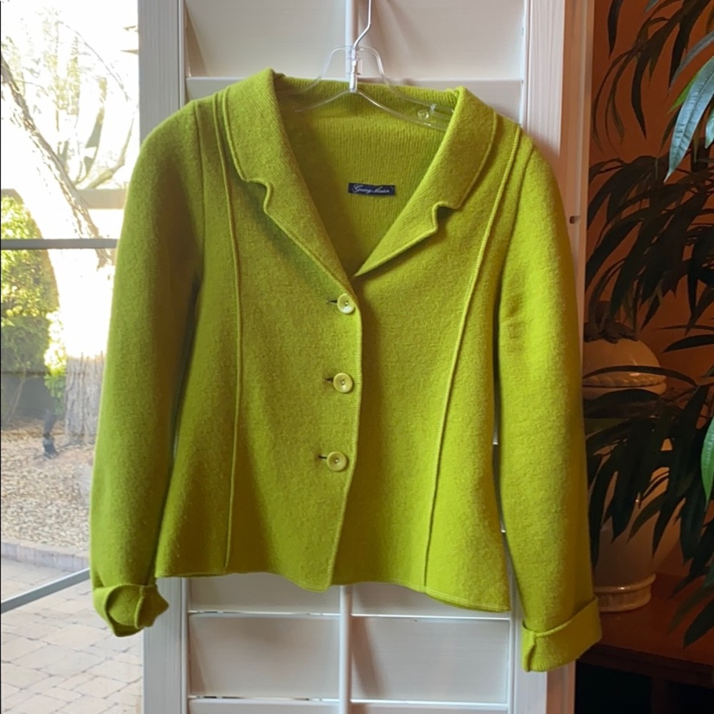 Lime Green Wool Button Up